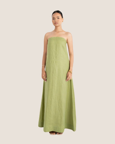 NAYA STRAPLESS DRESS FOREST GREEN